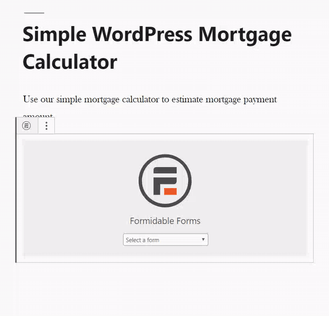 Agregar Una Calculadora De Hipotecas De Wordpress Simple Al Editor De Páginas