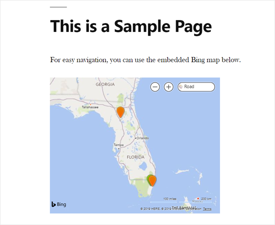 Bing Map Integrado En Wordpress Mediante Un Complemento