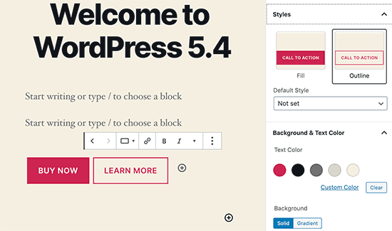 Botones En Wordpress 5.4