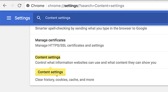 Configuración De Contenido En Google Chrome