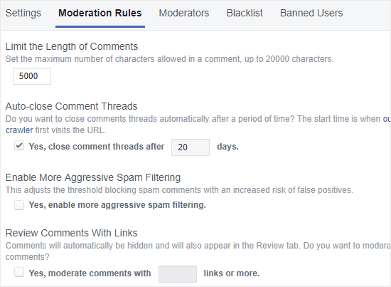 Reglas De Moderación De Comentarios De Fb