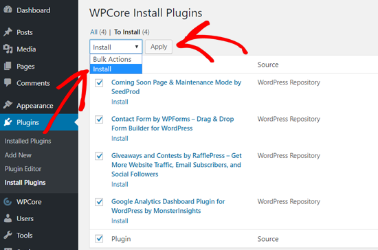 Instalación Masiva De Plugins De Wordpress Con Wpcore