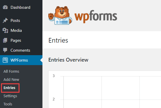 La Página De Entradas Para Wpforms En El Administrador De Wordpress