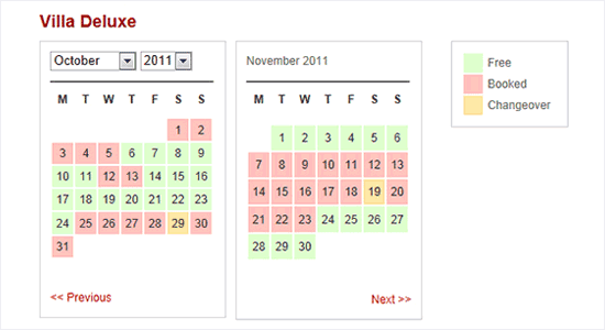 Calendario De Reservas Simple De Wp