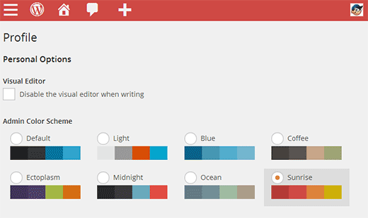 Esquemas De Color De Administrador Predeterminados En Wordpress 3.8