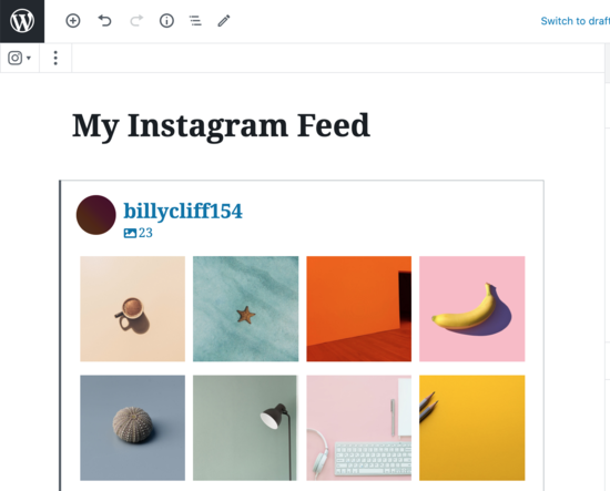 Feed De Instagram En El Editor De Wordpress
