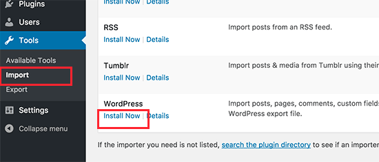 Instalar El Importador De Wordpress