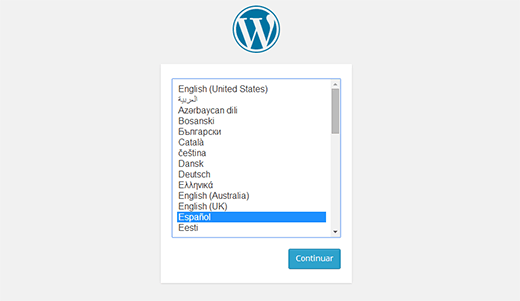 Wordpress Le Permite Seleccionar El Idioma Durante La Instalación