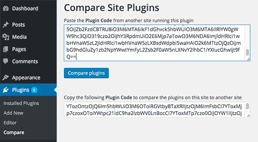 Pegue El Código Del Plugin En El Otro Sitio De Wordpress Para Comparar