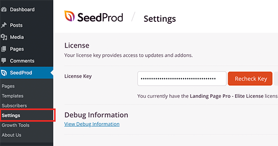 Ingrese Su Clave De Licencia De Seedprod